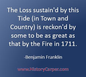 Ben Franklin recounts an unusually high tide in 1723.